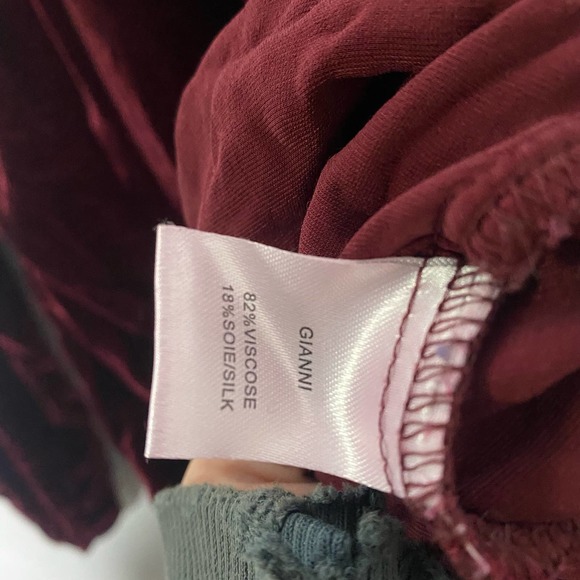 Mes Desmoiselles Maroon Burgundy Velvet Off Shoulder Blouse 36 - Picture 4 of 5